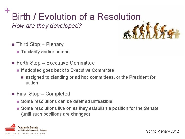 + Birth / Evolution of a Resolution How are they developed? n Third Stop