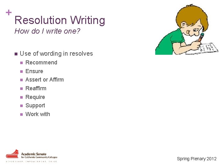 + Resolution Writing How do I write one? n Use of wording in resolves
