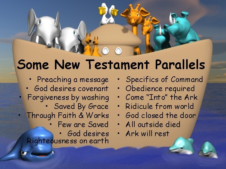 Some New Testament Parallels • Preaching a message • God desires covenant • Forgiveness