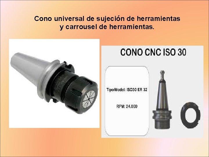 Cono universal de sujeción de herramientas y carrousel de herramientas. 