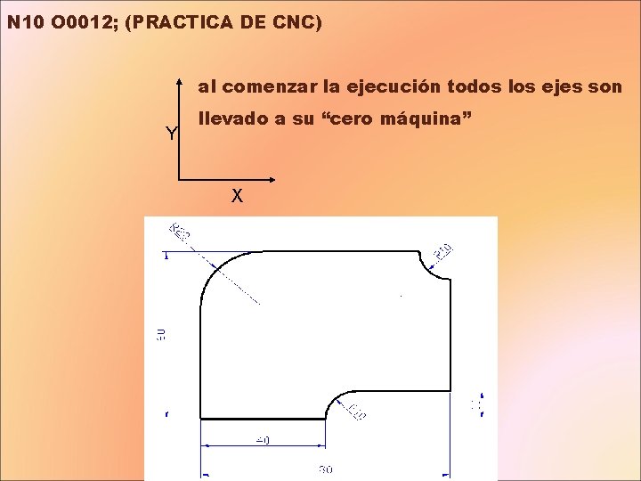 N 10 O 0012; (PRACTICA DE CNC) al comenzar la ejecución todos los ejes