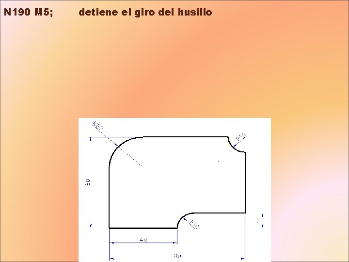 N 190 M 5; detiene el giro del husillo 