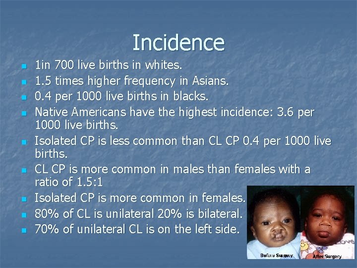 Incidence n n n n n 1 in 700 live births in whites. 1.