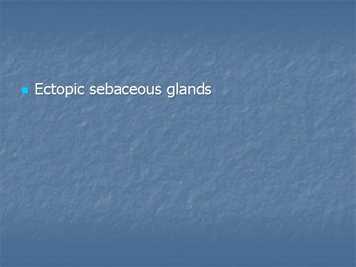 n Ectopic sebaceous glands 