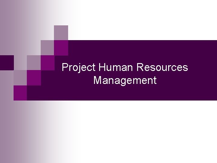 Project Human Resources Management 