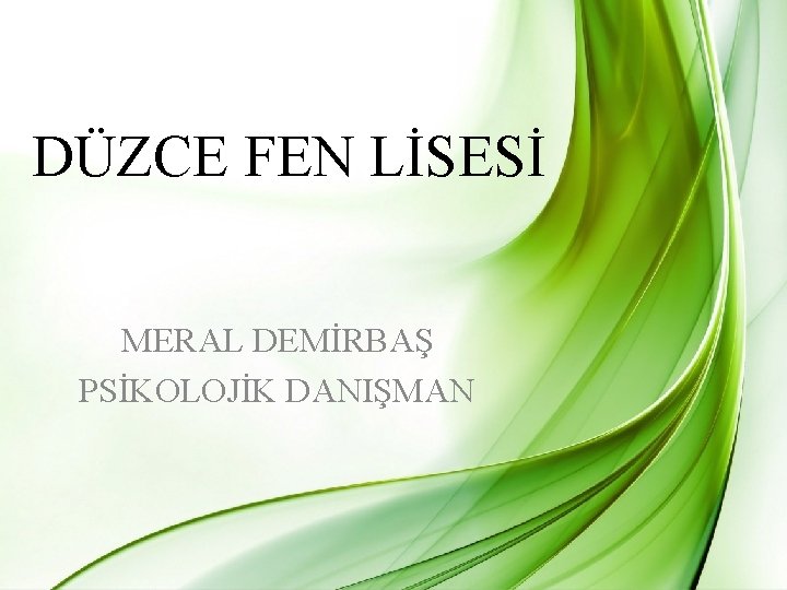 DÜZCE FEN LİSESİ MERAL DEMİRBAŞ PSİKOLOJİK DANIŞMAN 