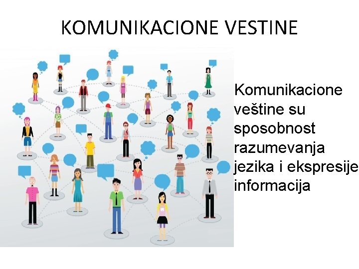 KOMUNIKACIONE VESTINE Komunikacione veštine su sposobnost razumevanja jezika i ekspresije informacija 