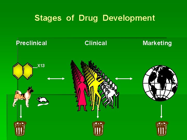 Stages of Drug Development Preclinical __X 13 Clinical Marketing 