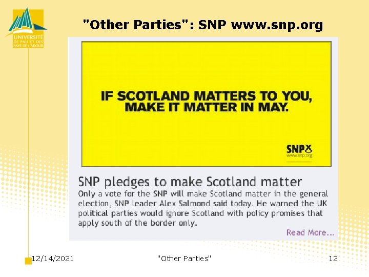 "Other Parties": SNP www. snp. org 12/14/2021 "Other Parties" 12 