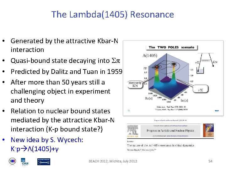 The Lambda(1405) Resonance • Generated by the attractive Kbar-N interaction • Quasi-bound state decaying