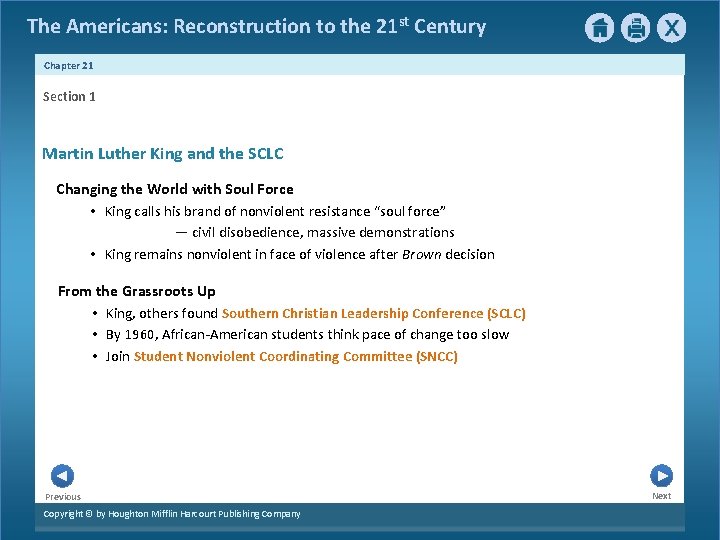 The Americans: Reconstruction to the 21 st Century Chapter 21 Section 1 Martin Luther