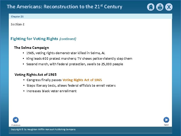 The Americans: Reconstruction to the 21 st Century Chapter 21 Section-2 Fighting for Voting