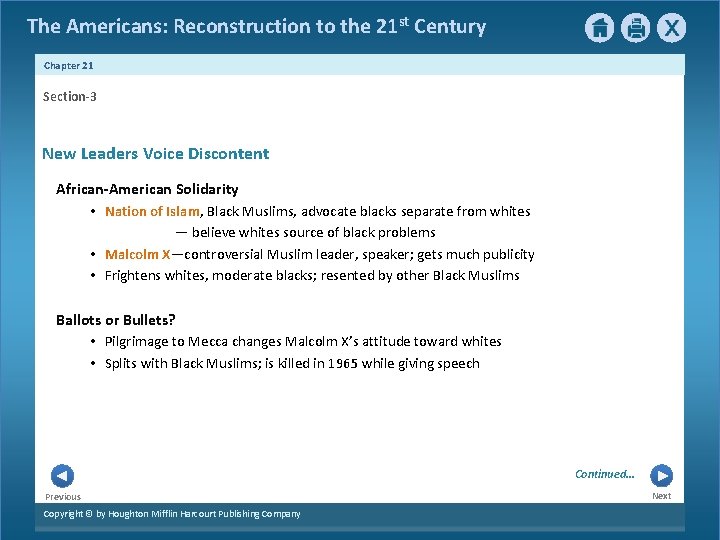 The Americans: Reconstruction to the 21 st Century Chapter 21 Section-3 New Leaders Voice