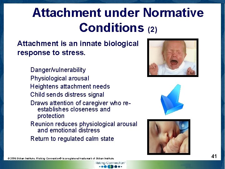 Attachment under Normative Conditions (2) Attachment is an innate biological response to stress. Danger/vulnerability