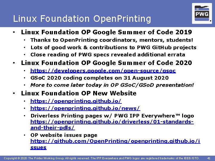 Linux Foundation Open. Printing ® • Linux Foundation OP Google Summer of Code 2019