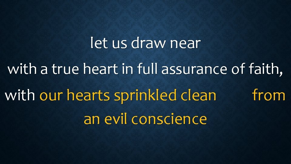 let us draw near with a true heart in full assurance of faith, with