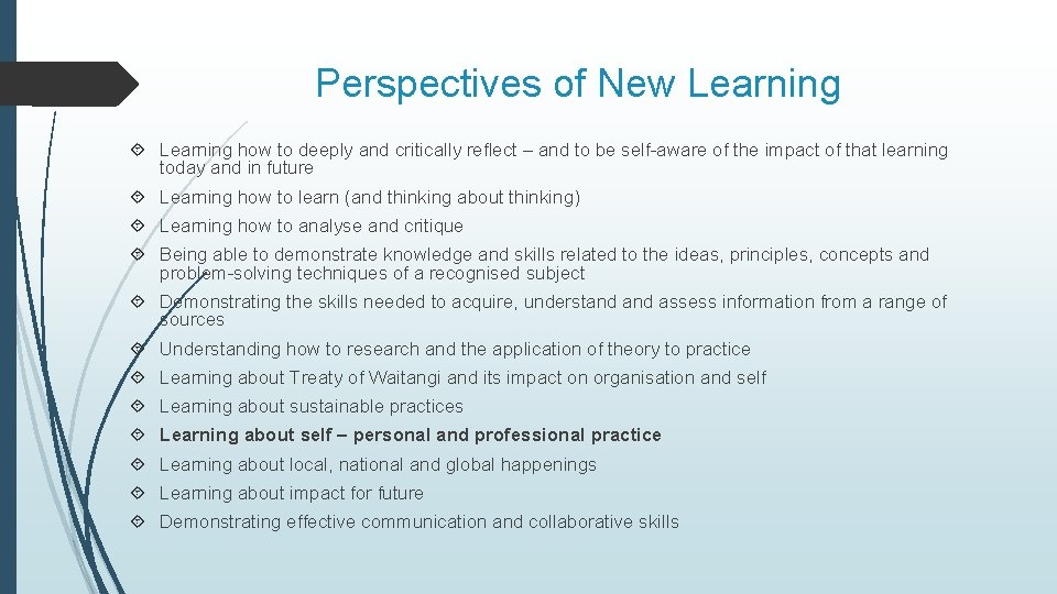 Perspectives of New Learning how to deeply and critically reflect – and to be