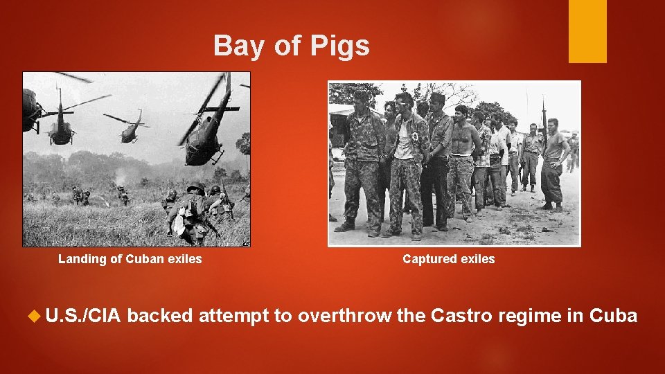 Bay of Pigs Landing of Cuban exiles U. S. /CIA Captured exiles backed attempt