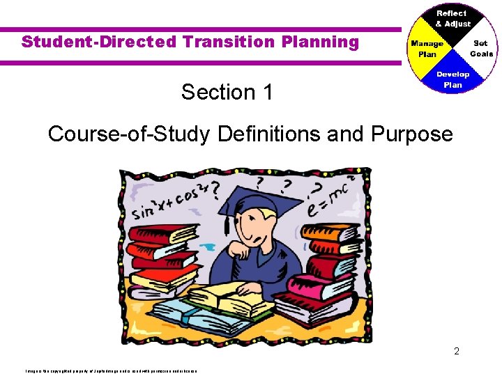 Student-Directed Transition Planning Section 1 Course-of-Study Definitions and Purpose 2 Image is the copyrighted