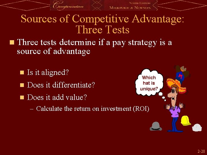 Sources of Competitive Advantage: Three Tests n Three tests determine if a pay strategy