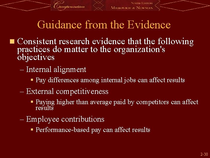 Guidance from the Evidence n Consistent research evidence that the following practices do matter