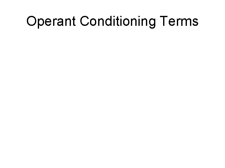 Operant Conditioning Terms 