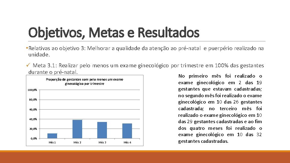 Objetivos, Metas e Resultados • Relativas ao objetivo 3: Melhorar a qualidade da atenção