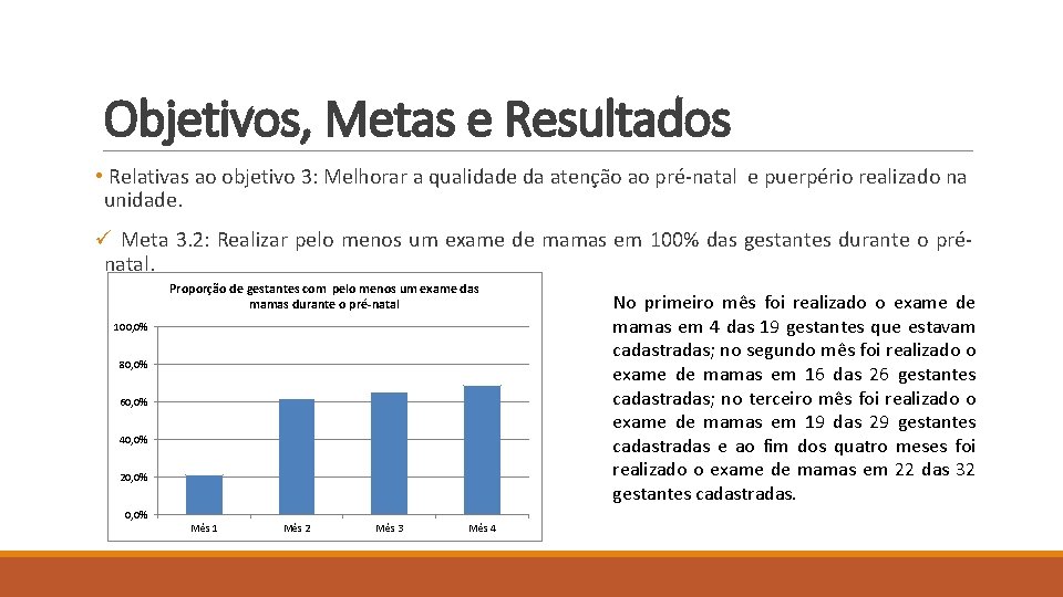 Objetivos, Metas e Resultados • Relativas ao objetivo 3: Melhorar a qualidade da atenção