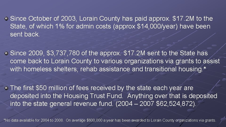 Since October of 2003, Lorain County has paid approx. $17. 2 M to the