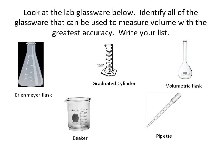 Look at the lab glassware below. Identify all of the glassware that can be