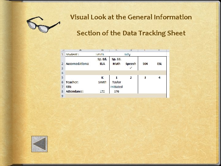 Visual Look at the General Information Section of the Data Tracking Sheet 