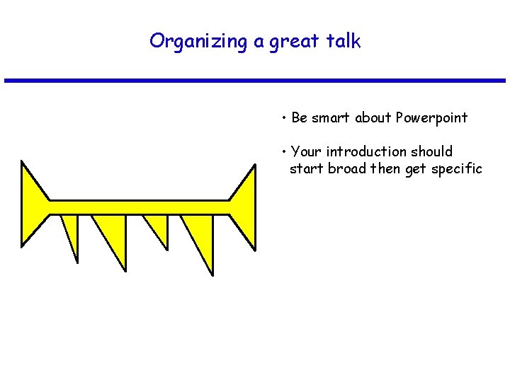 Organizing a great talk • Be smart about Powerpoint • Your introduction should start