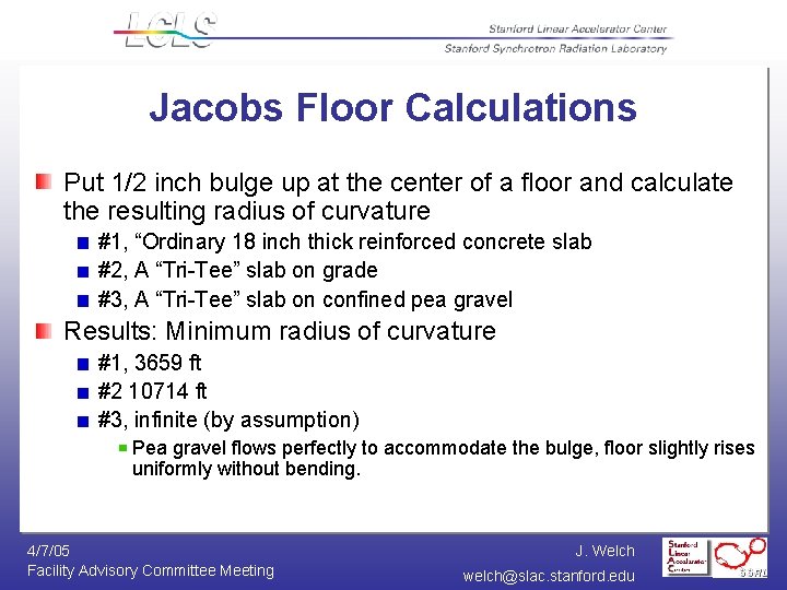 Jacobs Floor Calculations Put 1/2 inch bulge up at the center of a floor