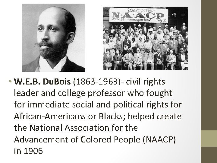  • W. E. B. Du. Bois (1863 -1963)- civil rights leader and college