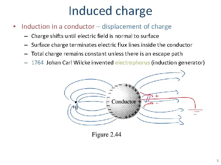 Induced charge • Induction in a conductor – displacement of charge – – Charge