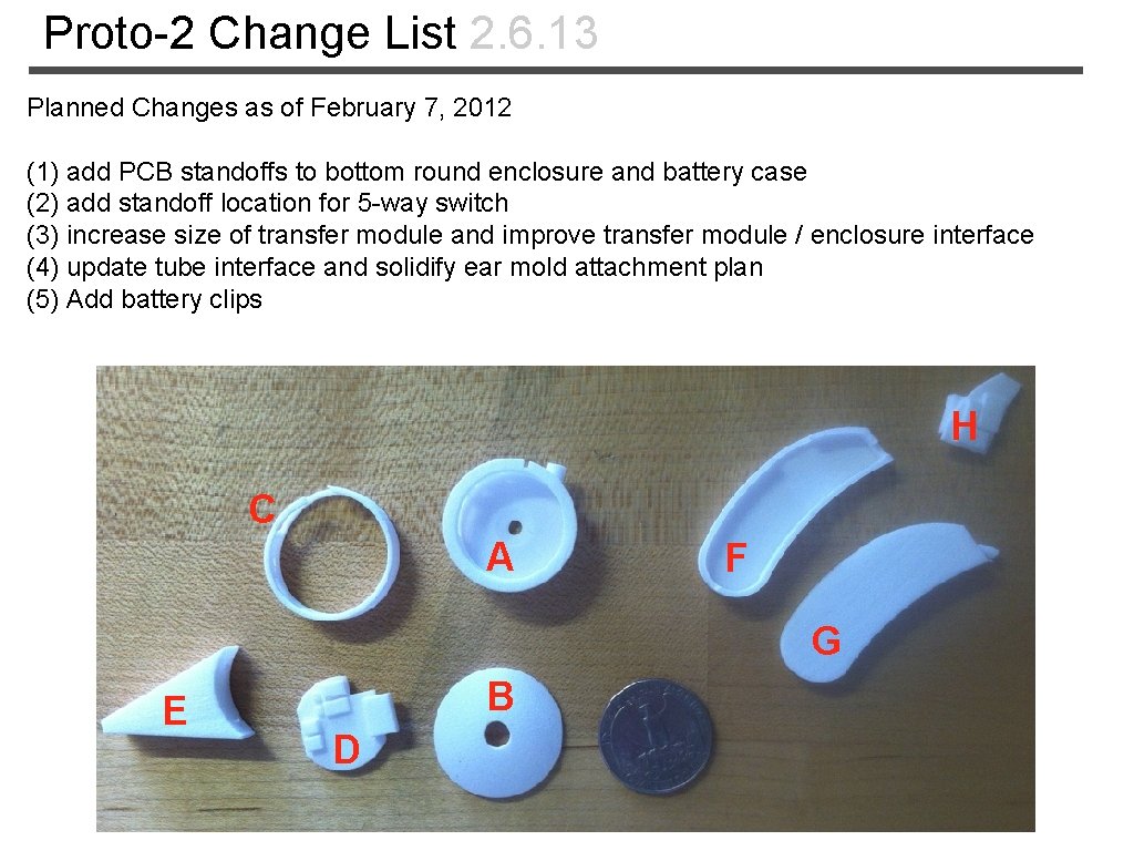 Proto-2 Change List 2. 6. 13 Planned Changes as of February 7, 2012 (1)