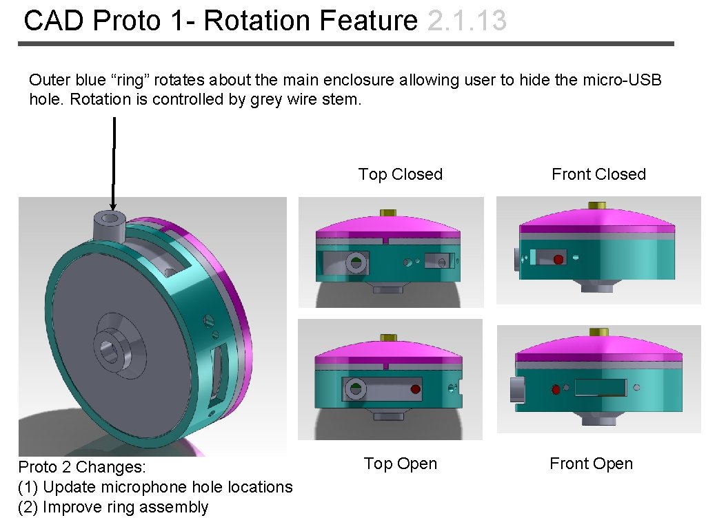 CAD Proto 1 - Rotation Feature 2. 1. 13 Outer blue “ring” rotates about