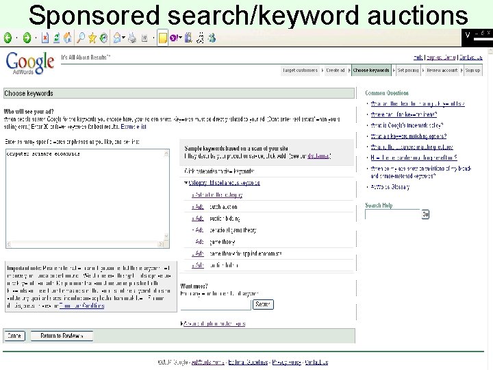 Sponsored search/keyword auctions 