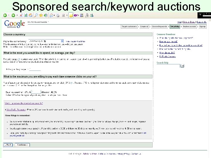 Sponsored search/keyword auctions 