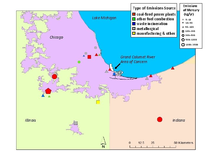 Lake Michigan Chicago Type of Emissions Source coal-fired power plants other fuel combustion waste