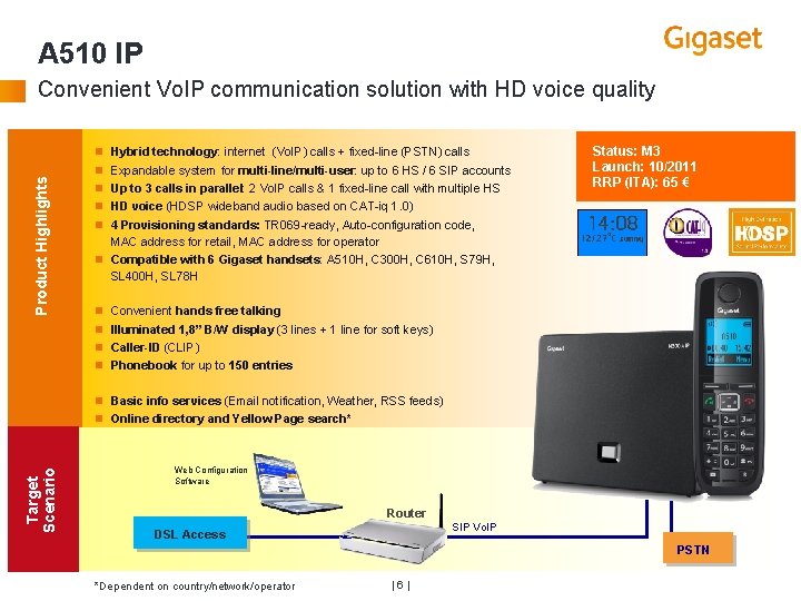 A 510 IP Product Highlights Convenient Vo. IP communication solution with HD voice quality