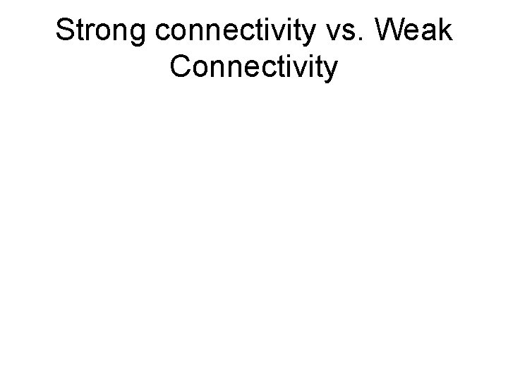 Strong connectivity vs. Weak Connectivity 