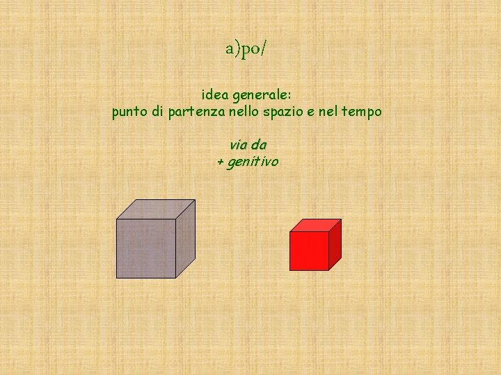 a)po/ idea generale: punto di partenza nello spazio e nel tempo via da +