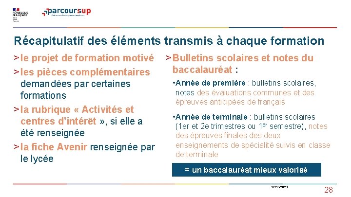 Récapitulatif des éléments transmis à chaque formation > le projet de formation motivé >