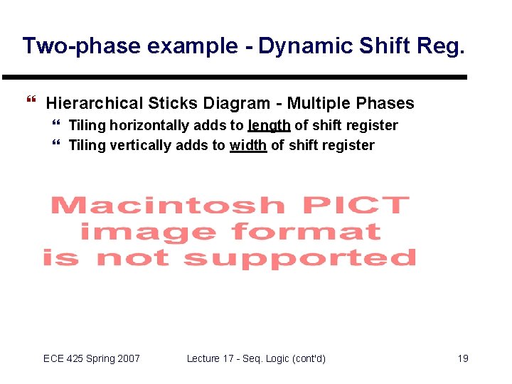 Two-phase example - Dynamic Shift Reg. } Hierarchical Sticks Diagram - Multiple Phases }