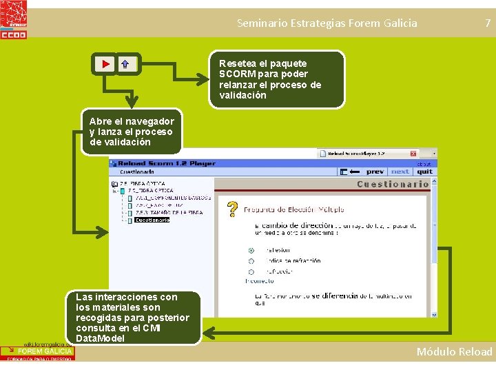 Seminario Estrategias Forem Galicia 7 Resetea el paquete SCORM para poder relanzar el proceso