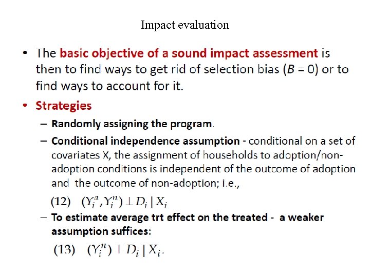 Impact evaluation Impact evaluation