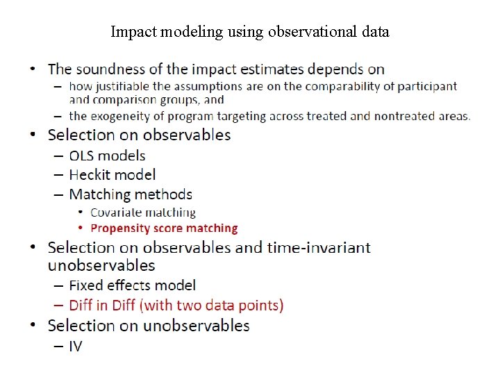 Impact modeling using observational data Impact modeling using observational data