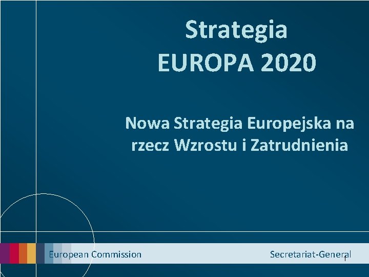 Strategia EUROPA 2020 Nowa Strategia Europejska na rzecz Wzrostu i Zatrudnienia European Commission Secretariat-General