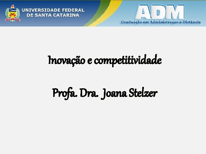 Inovação e competitividade Profa. Dra. Joana Stelzer 